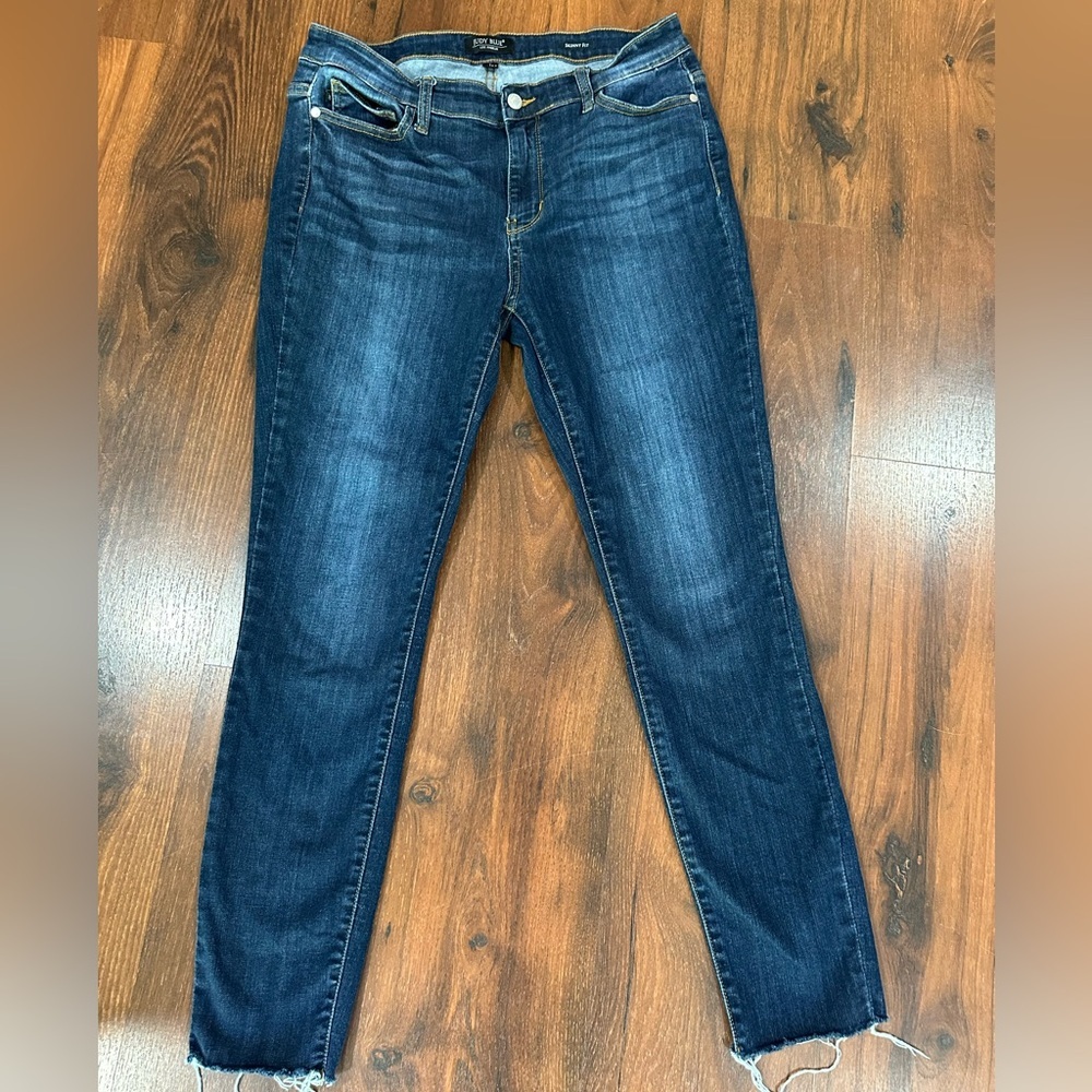 Judy Blue Skinny Fit high waist blue denim unfinished hem Sz 13/31